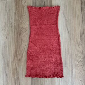 Mikey & Joey Red Strapless Smocked Dress